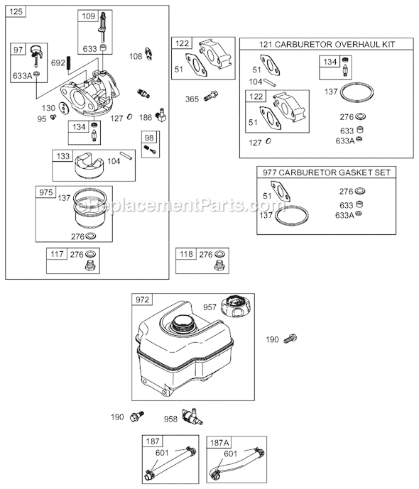 Page D Diagram and Parts List for 12A400SERIES 0100-0110 Briggs and Stratton Engine